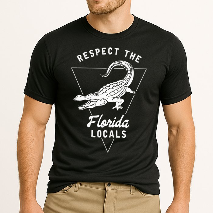 Respect The Florida Locals Alligator Funny Gator Cooling Performance Crew T-Shirt