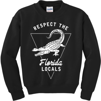 Respect The Florida Locals Alligator Funny Gator Kids Sweatshirt