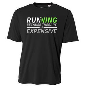 Running Therapy Funny Marathon Racer Runner Run Humor Outfit Cooling Performance Crew T-Shirt