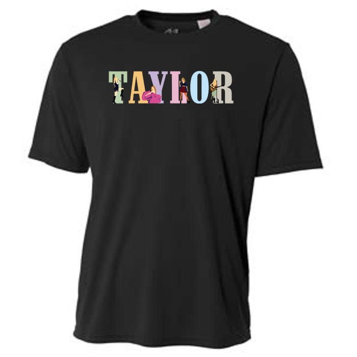 Retro Taylor First Name Personalized Groovy Birthday Girl Cooling Performance Crew T-Shirt