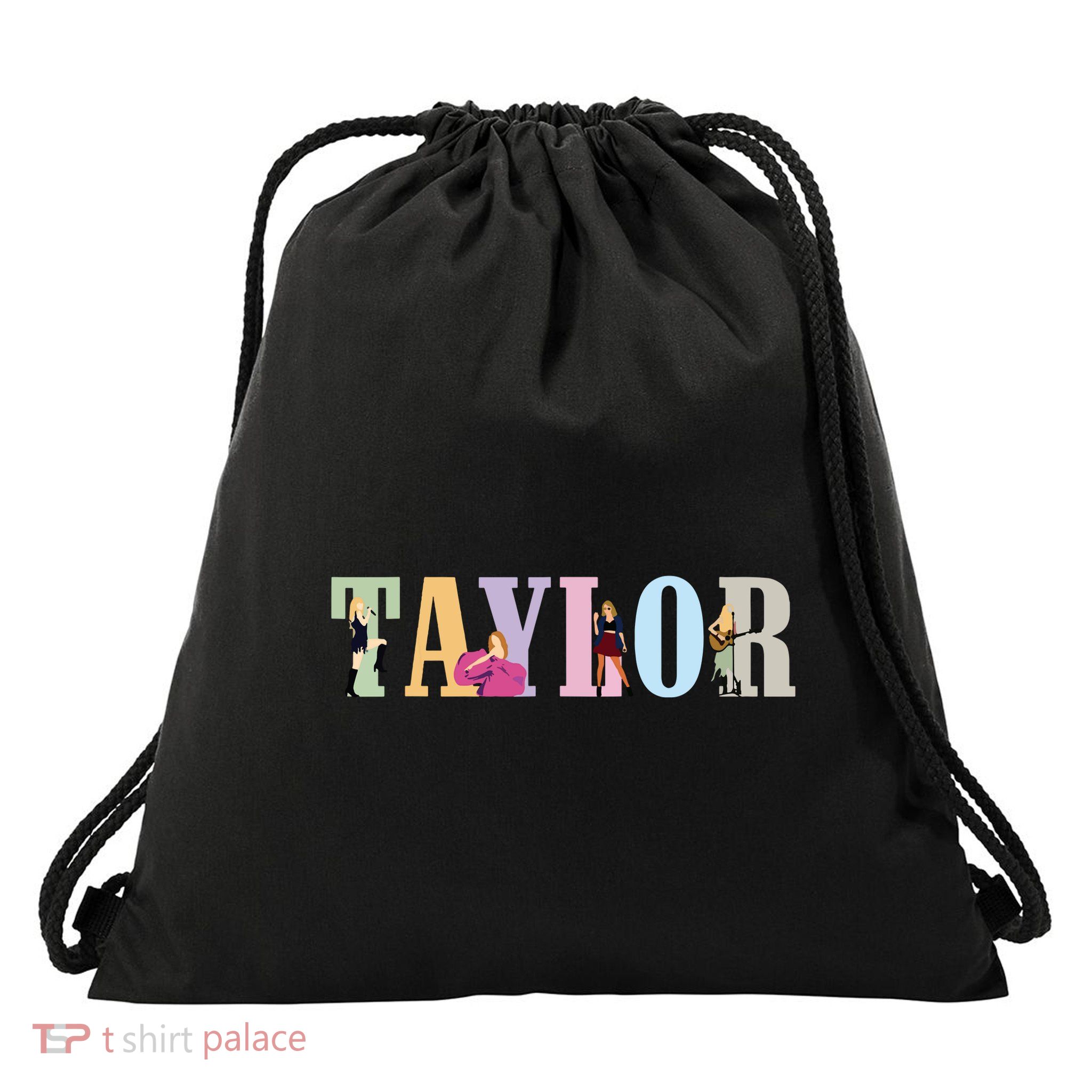 Retro Taylor First Name Personalized Groovy Birthday Girl Drawstring Bag