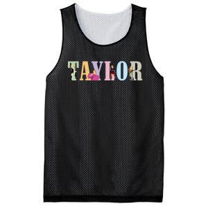 Retro Taylor First Name Personalized Groovy Birthday Girl Mesh Reversible Basketball Jersey Tank