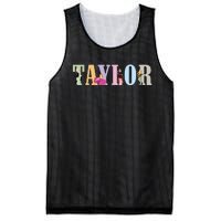 Retro Taylor First Name Personalized Groovy Birthday Girl Mesh Reversible Basketball Jersey Tank