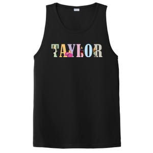 Retro Taylor First Name Personalized Groovy Birthday Girl PosiCharge Competitor Tank