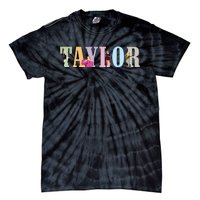 Retro Taylor First Name Personalized Groovy Birthday Girl Tie-Dye T-Shirt