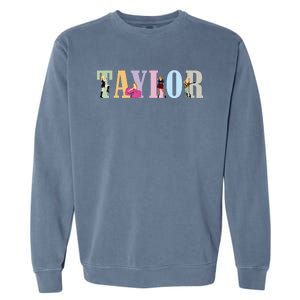 Retro Taylor First Name Personalized Groovy Birthday Girl Garment-Dyed Sweatshirt