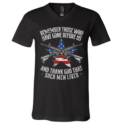 Remember The Fallen Soldiers Usa Flag American Memorial Day V-Neck T-Shirt