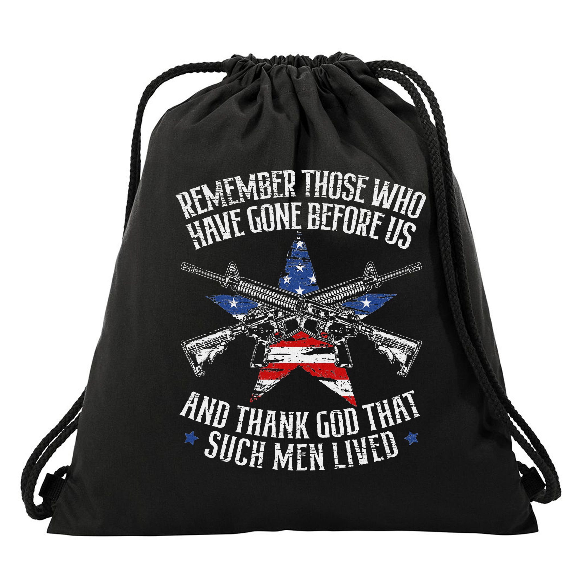 Remember The Fallen Soldiers Usa Flag American Memorial Day Drawstring Bag