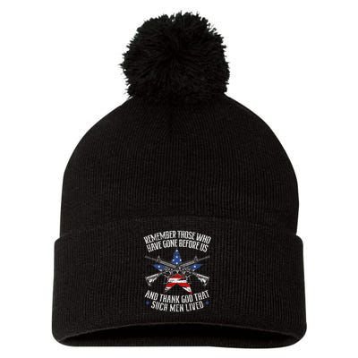 Remember The Fallen Soldiers Usa Flag American Memorial Day Pom Pom 12in Knit Beanie