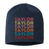 Retro Taylor First Name Personalized Taylor Sustainable Beanie