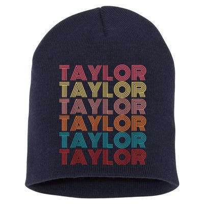 Retro Taylor First Name Personalized Taylor Short Acrylic Beanie