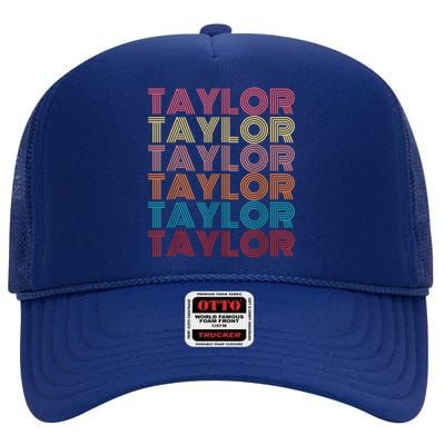 Retro Taylor First Name Personalized Taylor High Crown Mesh Back Trucker Hat