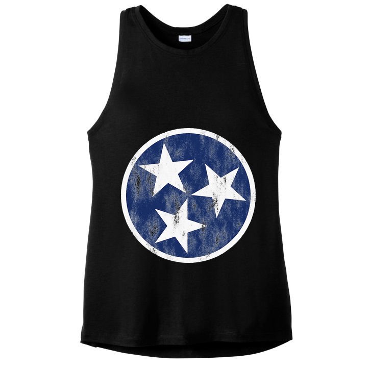 Retro Tennessee Flag Star Logo Volunteer State Nashville TN Ladies PosiCharge Tri-Blend Wicking Tank