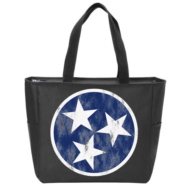 Retro Tennessee Flag Star Logo Volunteer State Nashville TN Zip Tote Bag