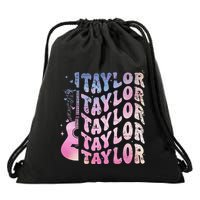 Retro Taylor First Name Retro Taylor Personalized Name Drawstring Bag