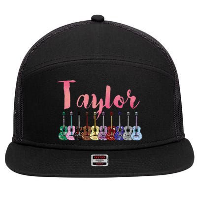 Retro Taylor First Name Personalized Groovy Birthday 7 Panel Mesh Trucker Snapback Hat