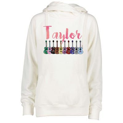 Retro Taylor First Name Personalized Groovy Birthday Womens Funnel Neck Pullover Hood