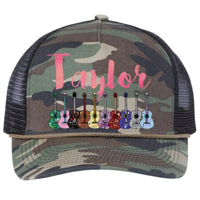 Retro Taylor First Name Personalized Groovy Birthday Retro Rope Trucker Hat Cap