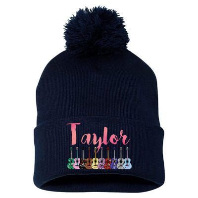 Retro Taylor First Name Personalized Groovy Birthday Pom Pom 12in Knit Beanie