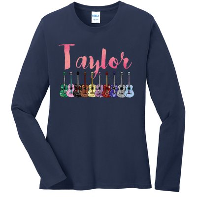 Retro Taylor First Name Personalized Groovy Birthday Ladies Long Sleeve Shirt