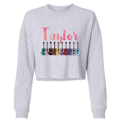 Retro Taylor First Name Personalized Groovy Birthday Cropped Pullover Crew