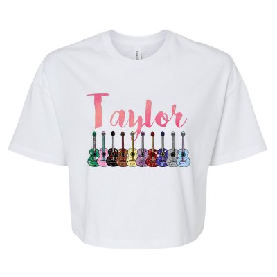 Retro Taylor First Name Personalized Groovy Birthday Bella+Canvas Jersey Crop Tee