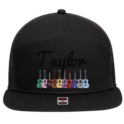 Retro Taylor First Name Personalized Groovy Birthday 7 Panel Mesh Trucker Snapback Hat