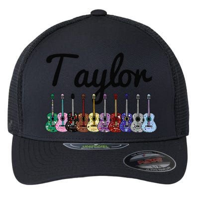 Retro Taylor First Name Personalized Groovy Birthday Flexfit Unipanel Trucker Cap