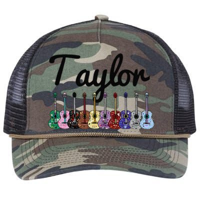 Retro Taylor First Name Personalized Groovy Birthday Retro Rope Trucker Hat Cap