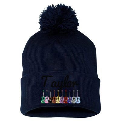 Retro Taylor First Name Personalized Groovy Birthday Pom Pom 12in Knit Beanie