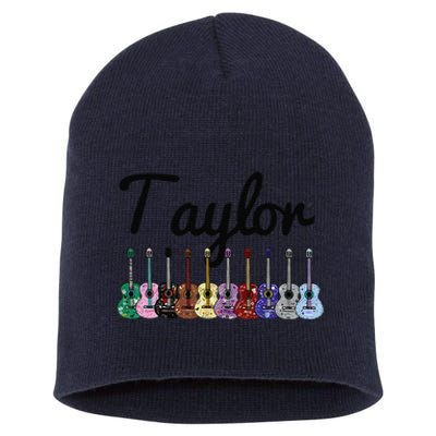 Retro Taylor First Name Personalized Groovy Birthday Short Acrylic Beanie