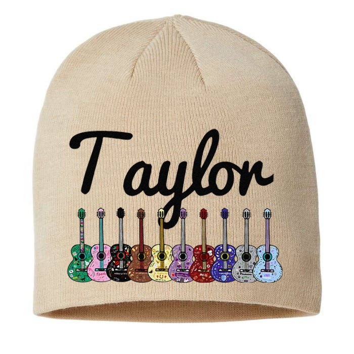 Retro Taylor First Name Personalized Groovy Birthday Sustainable Beanie