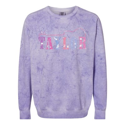 Retro Taylor First Name Personalized Groovy 80S Colorblast Crewneck Sweatshirt