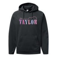 Retro Taylor First Name Personalized Groovy 80S Performance Fleece Hoodie