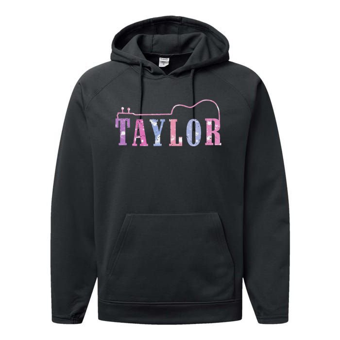 Retro Taylor First Name Personalized Groovy 80S Performance Fleece Hoodie