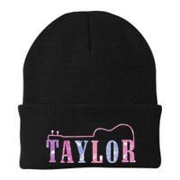 Retro Taylor First Name Personalized Groovy 80S Knit Cap Winter Beanie