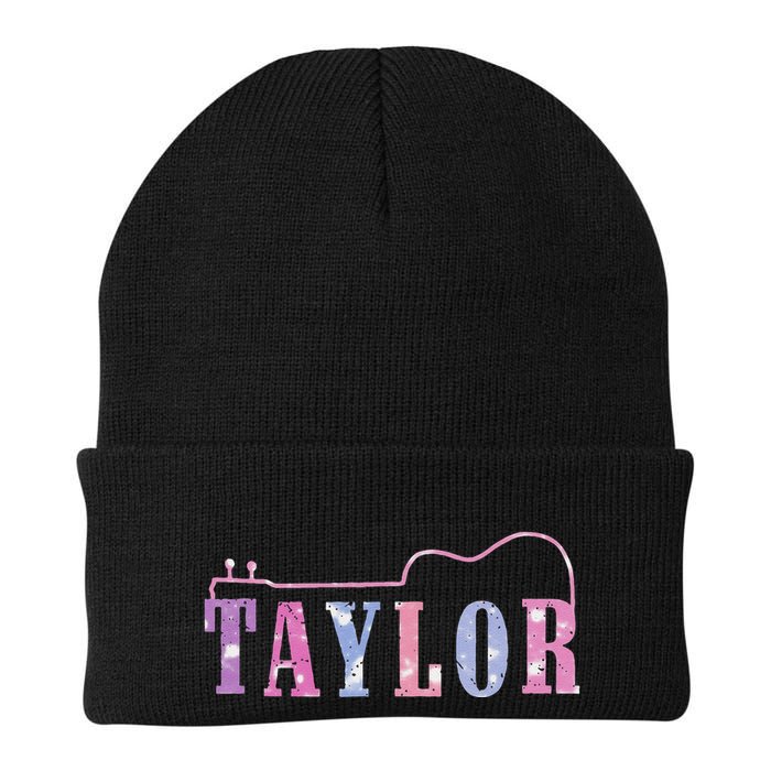 Retro Taylor First Name Personalized Groovy 80S Knit Cap Winter Beanie