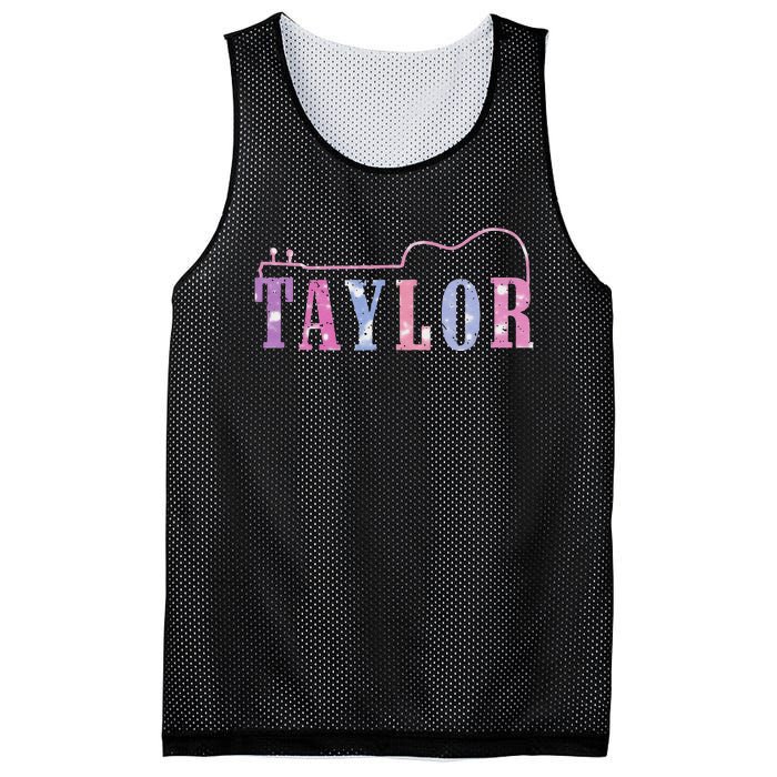 Retro Taylor First Name Personalized Groovy 80S Mesh Reversible Basketball Jersey Tank