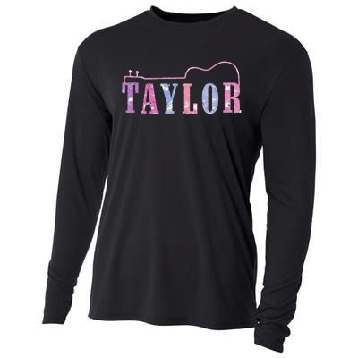 Retro Taylor First Name Personalized Groovy 80S Cooling Performance Long Sleeve Crew