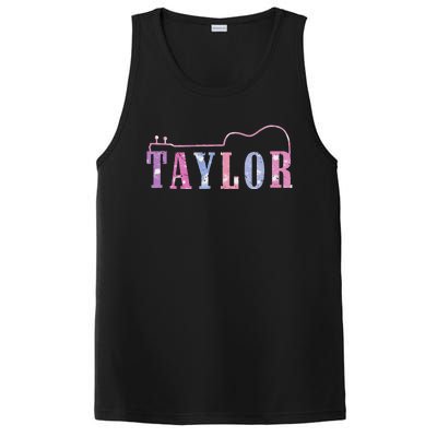 Retro Taylor First Name Personalized Groovy 80S PosiCharge Competitor Tank