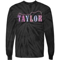 Retro Taylor First Name Personalized Groovy 80S Tie-Dye Long Sleeve Shirt