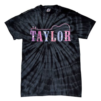 Retro Taylor First Name Personalized Groovy 80S Tie-Dye T-Shirt