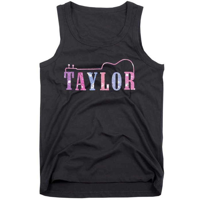 Retro Taylor First Name Personalized Groovy 80S Tank Top