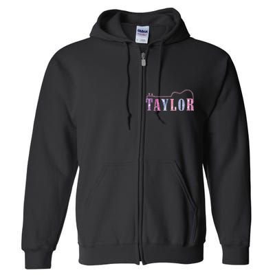 Retro Taylor First Name Personalized Groovy 80S Full Zip Hoodie