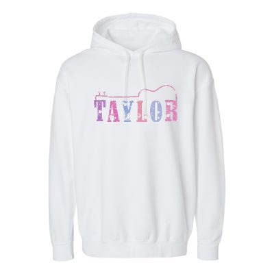 Retro Taylor First Name Personalized Groovy 80S Garment-Dyed Fleece Hoodie