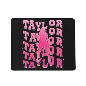 Retro Taylor First Name Personalized Groovy 80S Pin.K Mousepad