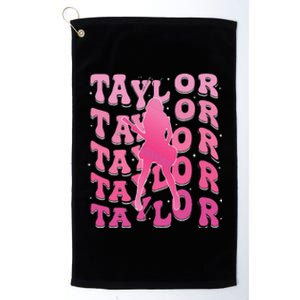 Retro Taylor First Name Personalized Groovy 80S Pin.K Platinum Collection Golf Towel