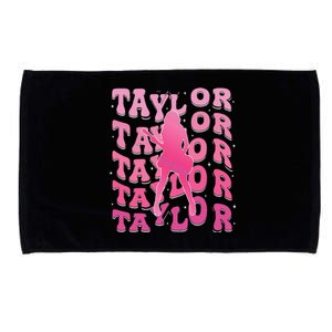 Retro Taylor First Name Personalized Groovy 80S Pin.K Microfiber Hand Towel