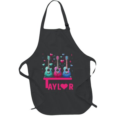 Retro Taylor First Name Personalized Groovy 80S Pin.K Full-Length Apron With Pockets