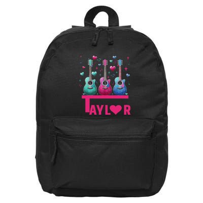 Retro Taylor First Name Personalized Groovy 80S Pin.K 16 in Basic Backpack